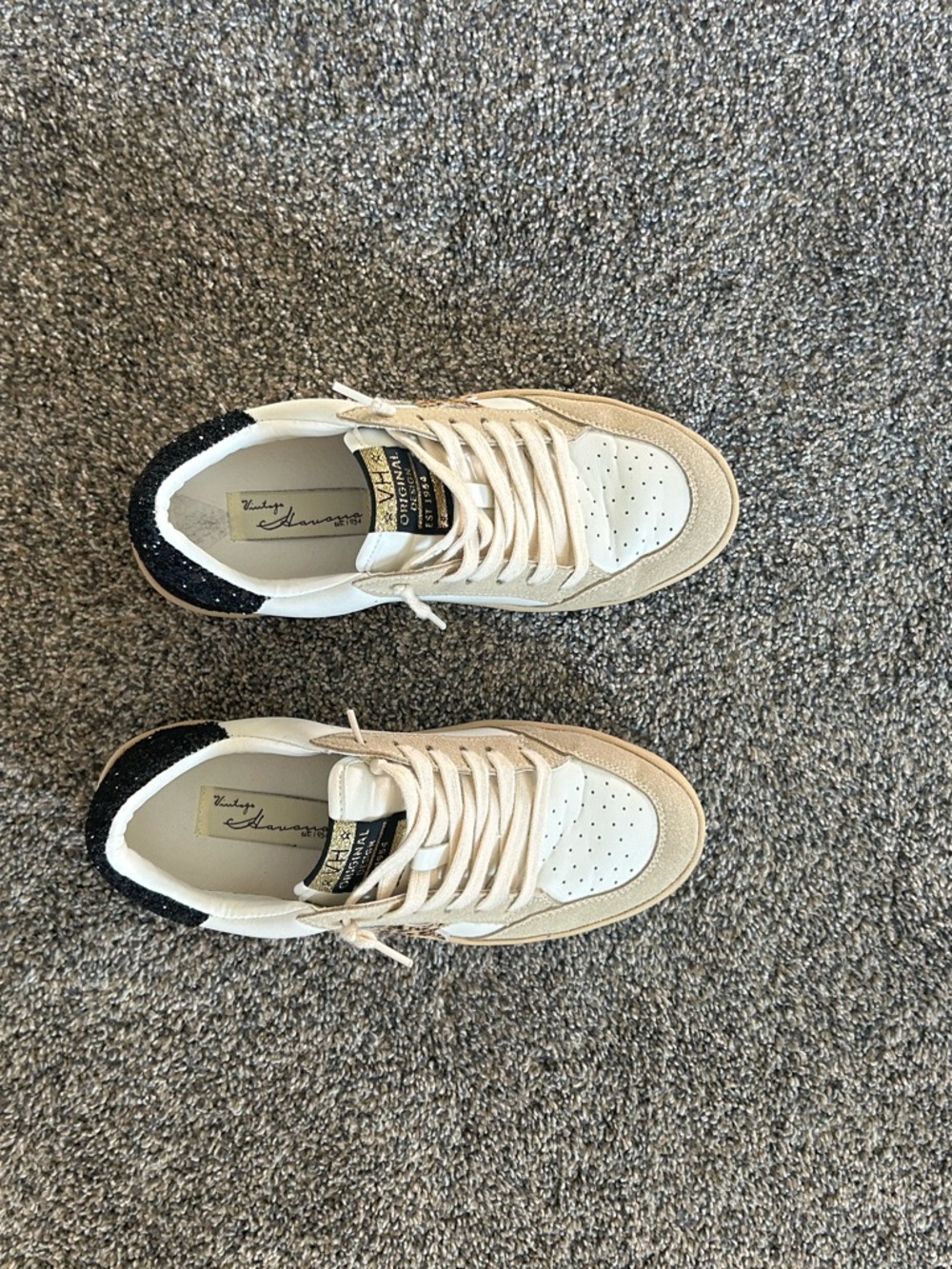 Vintage Havana White, Beige & Black Leopard Star Sneakers - Picture 3 of 5